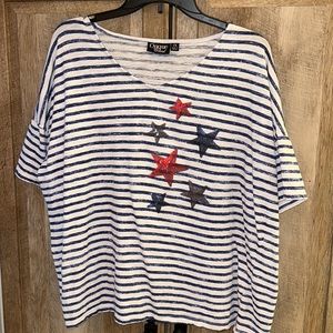 Onque Casual 1X cotton patriotic stripe cotton T-shirt with sequin stars 🇺🇸